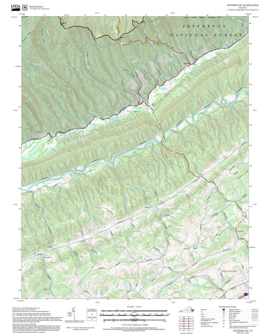 2025 Forest Service Topo Map of Hayters Gap Virginia