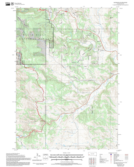 2025 Forest Service Topo Map of Hayward South Dakota