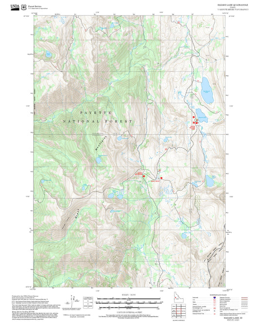 2025 Forest Service Topo Map of Hazard Lake Idaho
