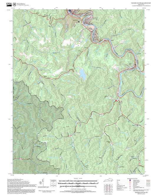 2025 Forest Service Topo Map of Hazard South Kentucky