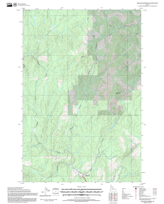 2025 Forest Service Topo Map of Headquarters Idaho