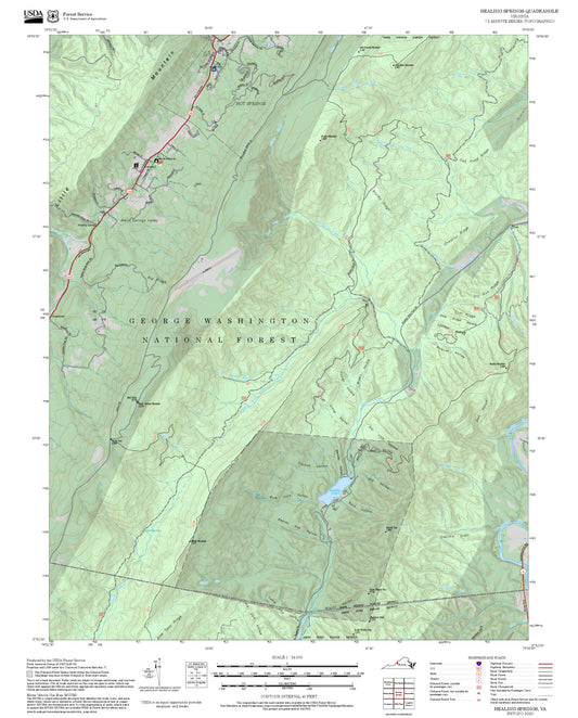 2025 Forest Service Topo Map of Healing Springs Virginia
