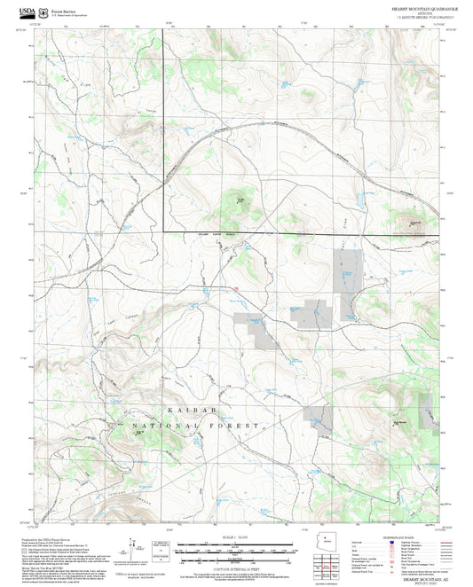 2025 Forest Service Topo Map of Hearst Mountain Arizona