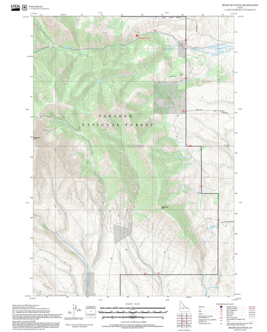 2025 Forest Service Topo Map of Heart Mountain Idaho