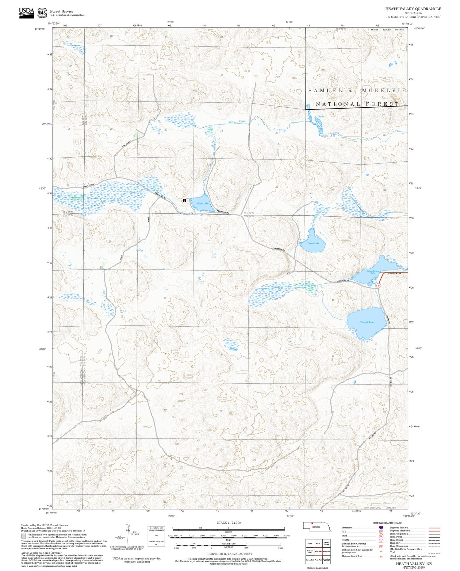 2025 Forest Service Topo Map of Heath Valley Nebraska