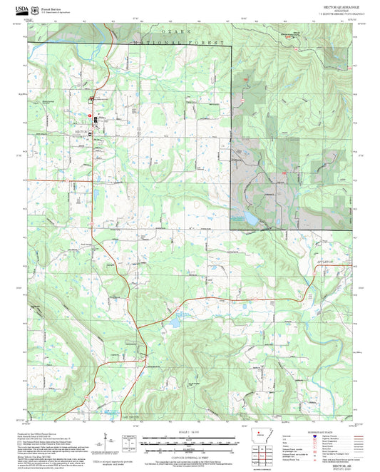 2025 Forest Service Topo Map of Hector Arkansas