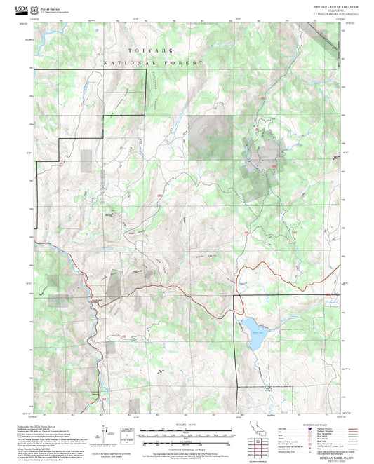 2025 Forest Service Topo Map of Heenan Lake California
