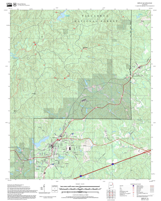 2025 Forest Service Topo Map of Heflin Alabama