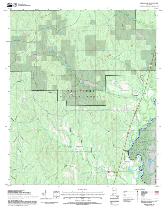 2025 Forest Service Topo Map of Heiberger Alabama