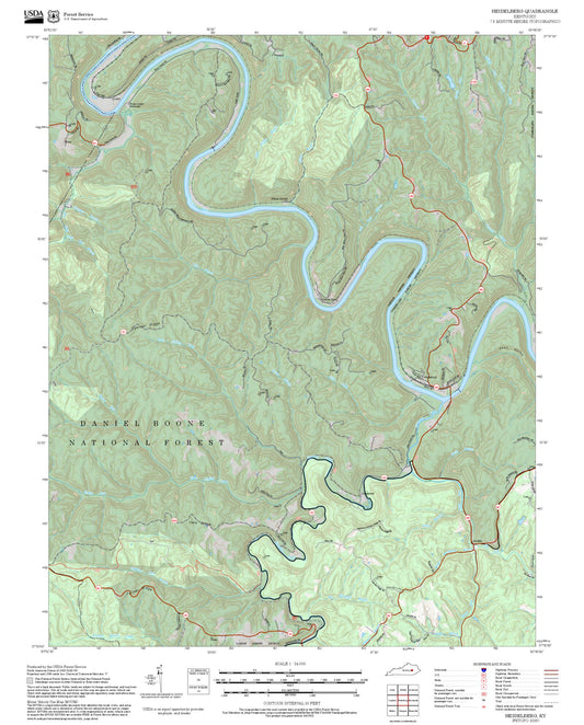 2025 Forest Service Topo Map of Heidelberg Kentucky