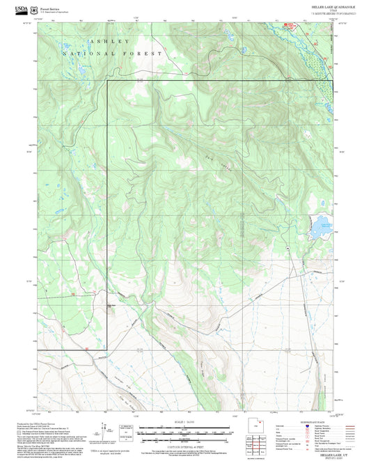 2025 Forest Service Topo Map of Heller Lake Utah