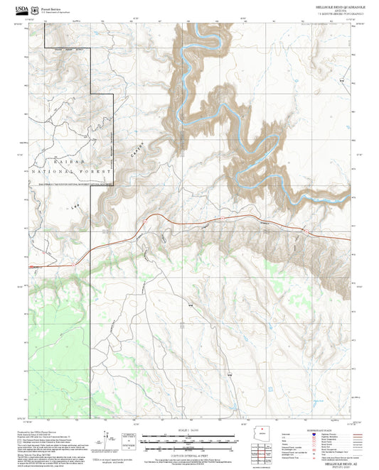 2025 Forest Service Topo Map of Hellhole Bend Arizona