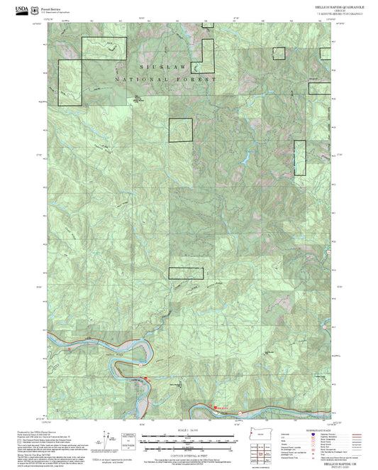 2025 Forest Service Topo Map of Hellion Rapids Oregon