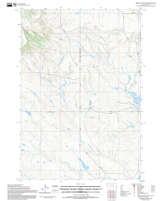 2025 Forest Service Topo Map of Hells Canyon South Dakota