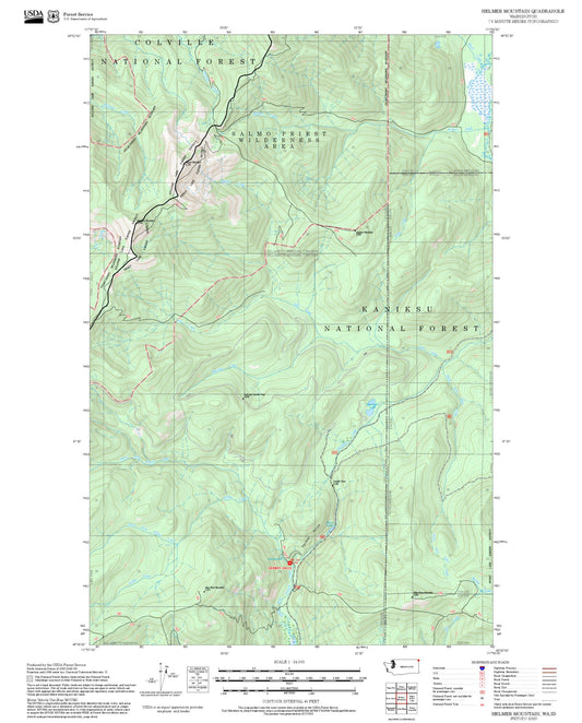 2025 Forest Service Topo Map of Helmer Mountain Washington