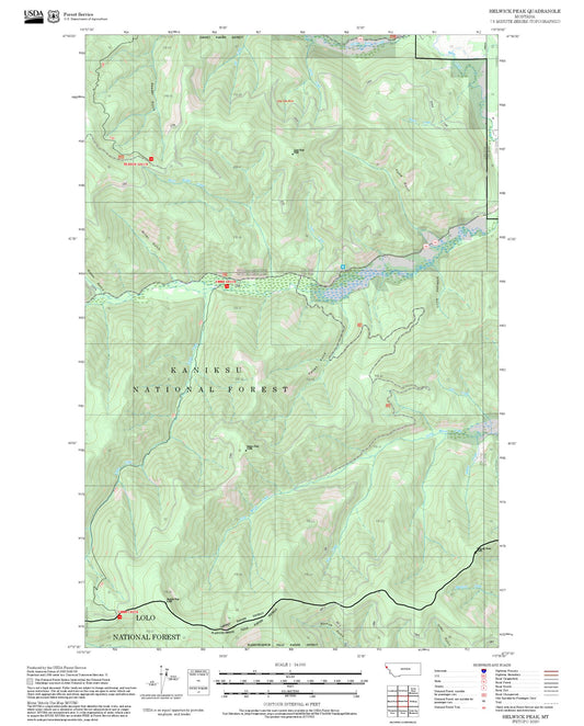 2025 Forest Service Topo Map of Helwick Peak Montana