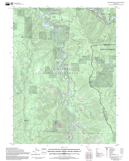2025 Forest Service Topo Map of Hennessy Peak California