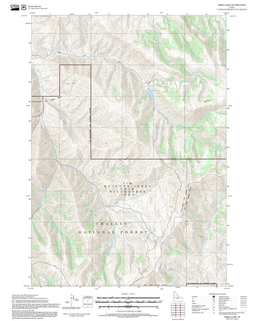 2025 Forest Service Topo Map of Herd Lake Idaho