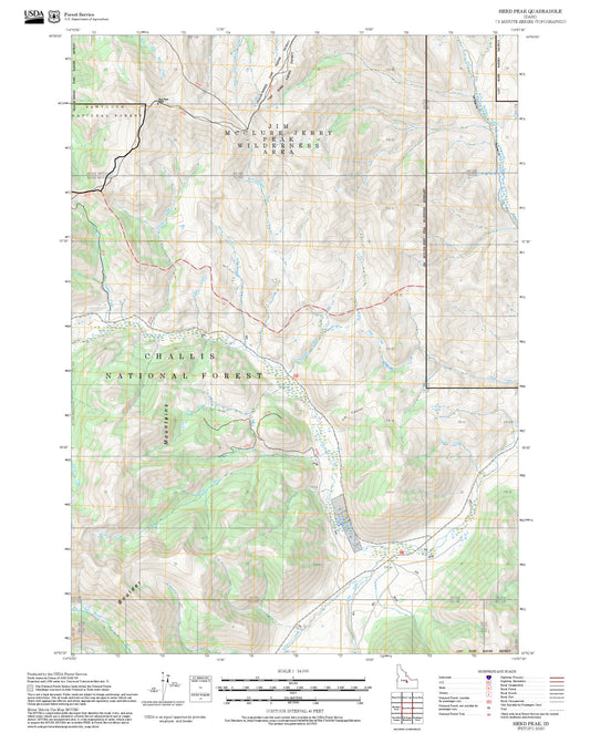 2025 Forest Service Topo Map of Herd Peak Idaho