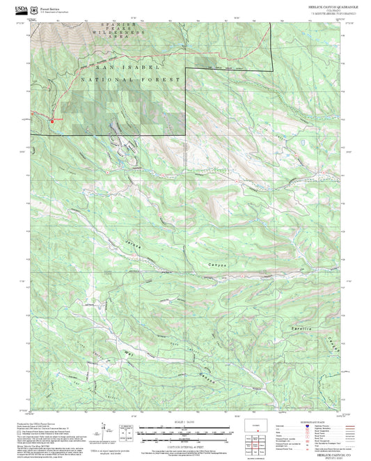 2025 Forest Service Topo Map of Herlick Canyon Colorado