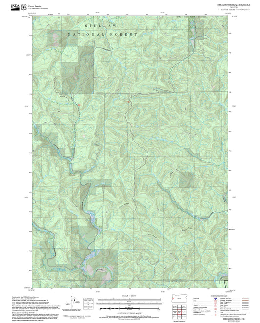 2025 Forest Service Topo Map of Herman Creek Oregon