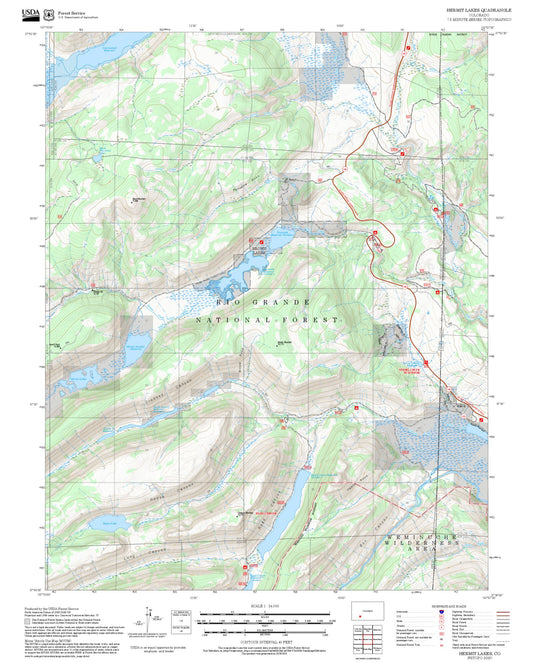 2025 Forest Service Topo Map of Hermit Lakes Colorado