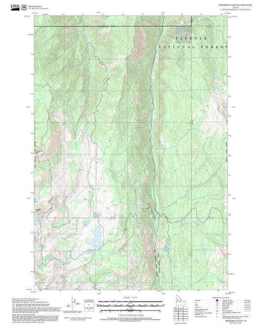 2025 Forest Service Topo Map of Hershey Point Idaho