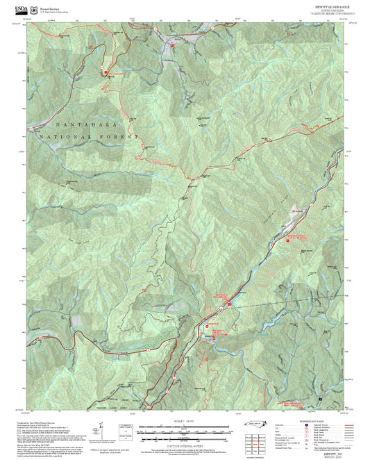 2025 Forest Service Topo Map of Hewitt North Carolina