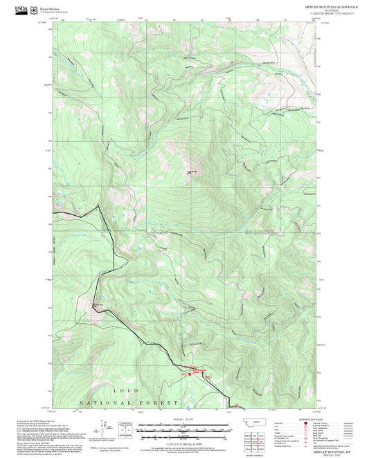 2025 Forest Service Topo Map of Hewolf Mountain Montana
