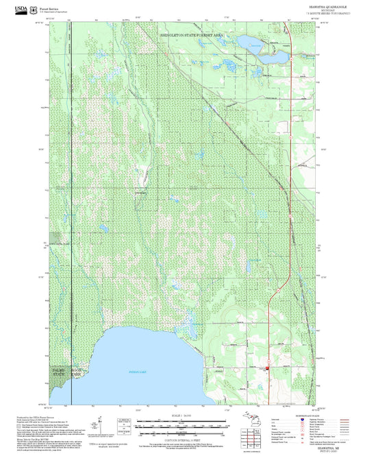 2025 Forest Service Topo Map of Hiawatha Michigan