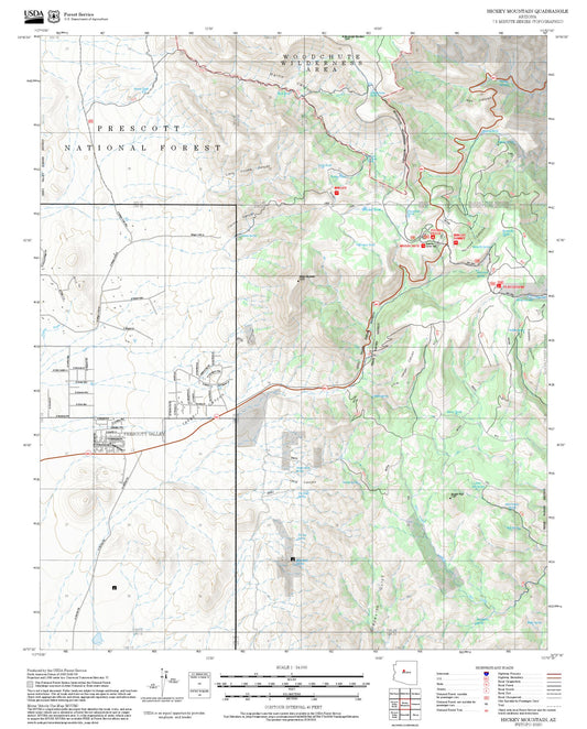2025 Forest Service Topo Map of Hickey Mountain Arizona