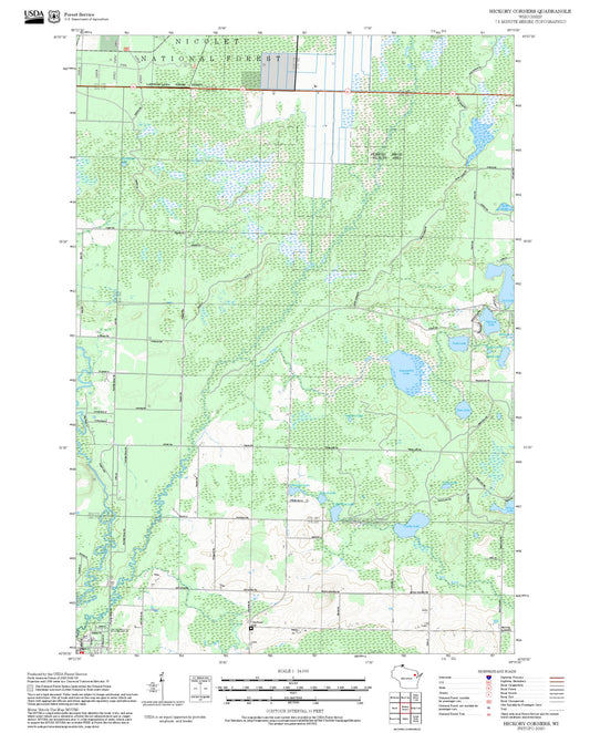 2025 Forest Service Topo Map of Hickory Corners Wisconsin