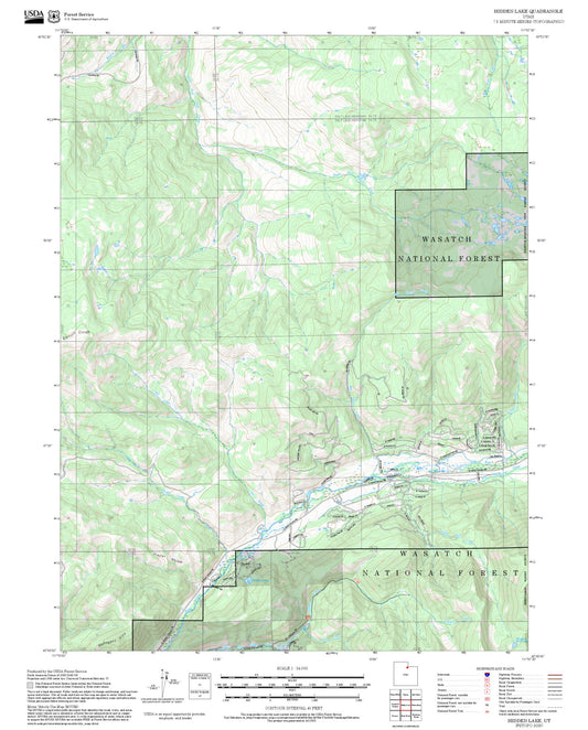 2025 Forest Service Topo Map of Hidden Lake Utah
