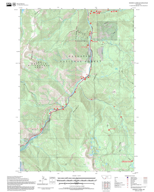 2025 Forest Service Topo Map of Hidden Lakes Montana