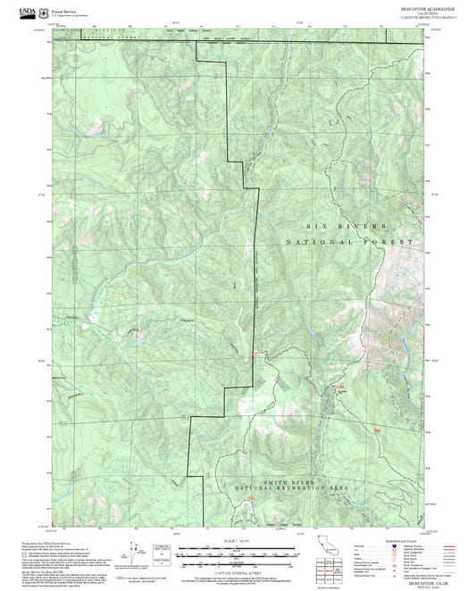 2025 Forest Service Topo Map of High Divide California