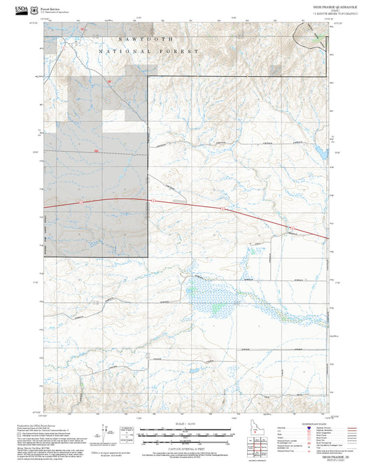 2025 Forest Service Topo Map of High Prairie Idaho