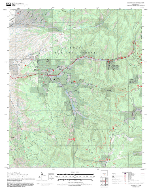 2025 Forest Service Topo Map of High Rolls New Mexico