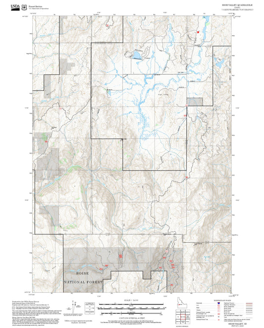 2025 Forest Service Topo Map of High Valley Idaho