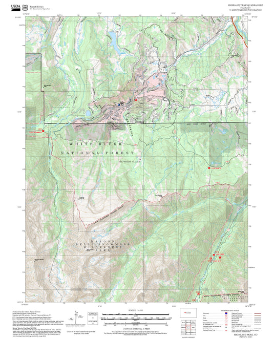 2025 Forest Service Topo Map of Highland Peak Colorado