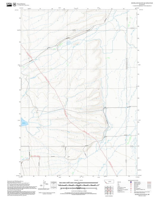 2025 Forest Service Topo Map of Highland Ranch Montana