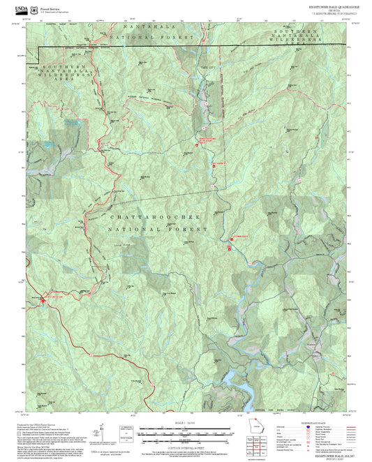 2025 Forest Service Topo Map of Hightower Bald Georgia