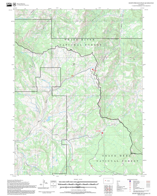2025 Forest Service Topo Map of Hightower Mountain Colorado