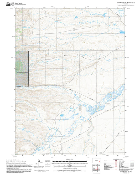 2025 Forest Service Topo Map of Hightower SW Wyoming