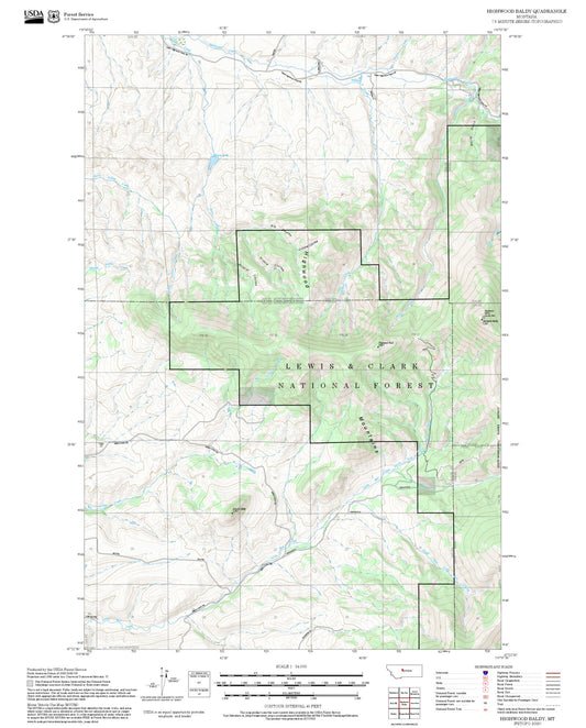 2025 Forest Service Topo Map of Highwood Baldy Montana