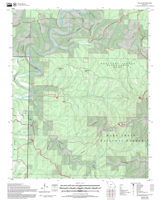 2025 Forest Service Topo Map of Hilda Missouri