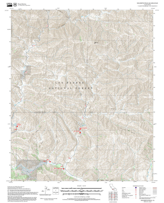 2025 Forest Service Topo Map of Hildreth Peak California