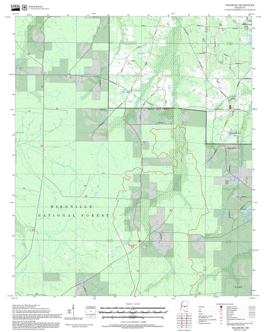 2025 Forest Service Topo Map of Hillsboro Mississippi
