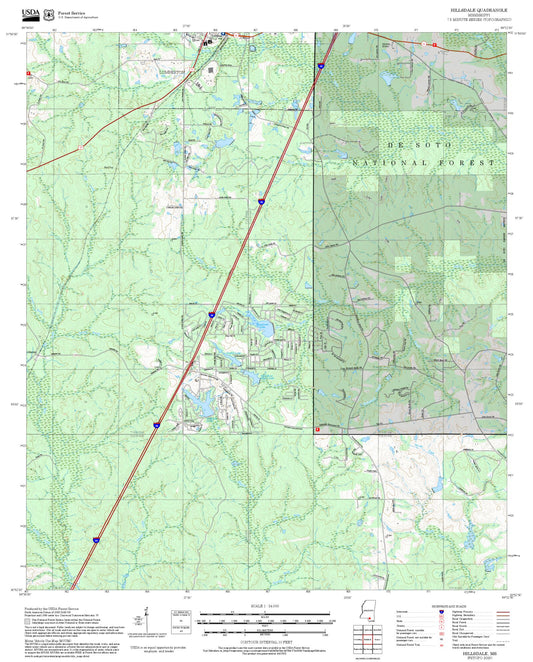 2025 Forest Service Topo Map of Hillsdale Mississippi