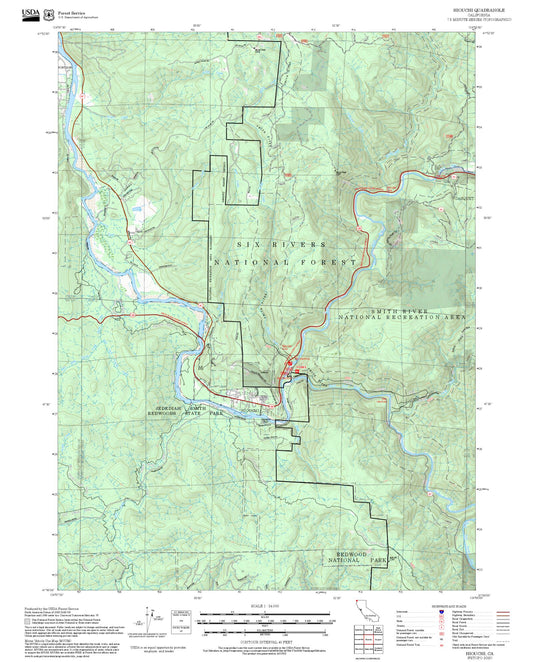 2025 Forest Service Topo Map of Hiouchi California