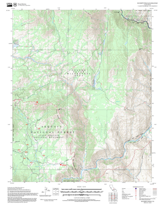 2025 Forest Service Topo Map of Hockett Peak California
